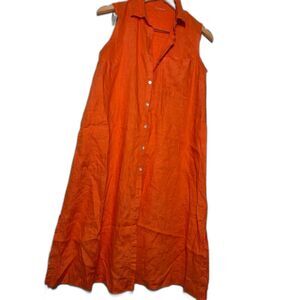 J. Jill Linen Dress Size S/M Orange Travel Tent Trapeze Flowy Summer Vacation